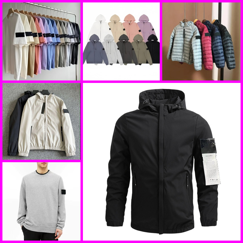 Mens Windbreaker Hooded Pullover Islandas Doudoune Jacket Stoned Jumper Hoodies For Men Designer Sweatshirts Long Sleeve Sweater Compass Patch Wind Breaker Coat