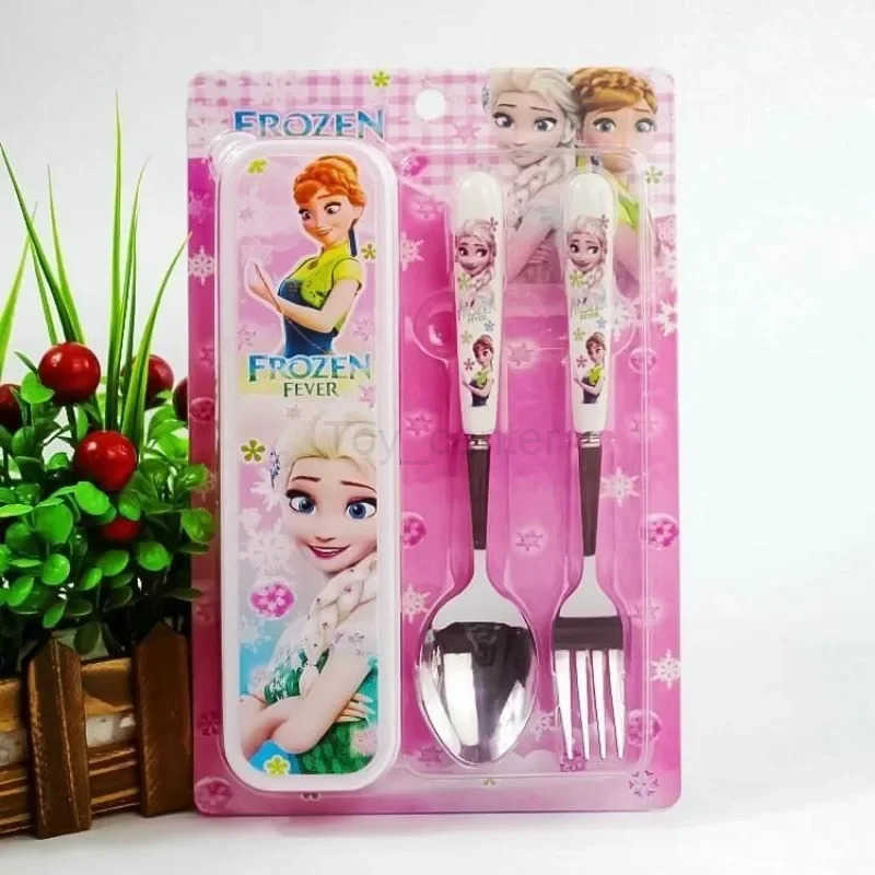 Disney Spiderman Frozen Cars Tableware Combination Cartoon Anime Pattern Cutlery Spoon Fork Set Boxed Birthday Gifts for Kids H251215