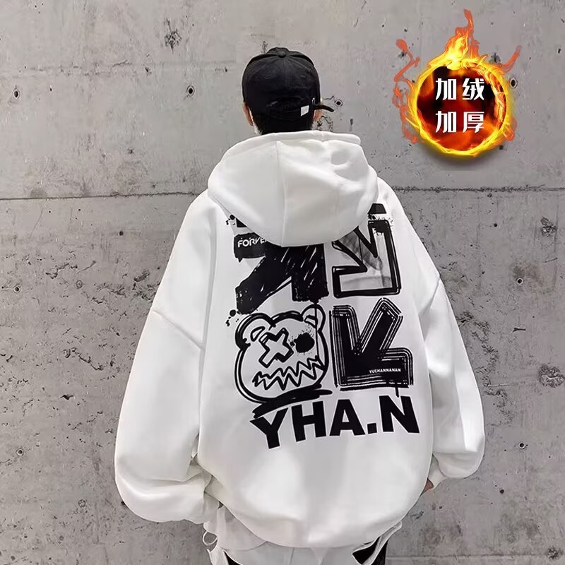 American Trendy Brand Heavyweight Hoodie - Men's New Autumn/Winter High-Street Oversize Loose Versatile Fleece-lined Outerwear
