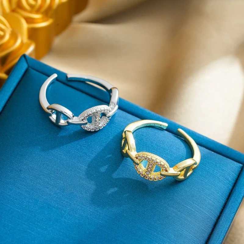 Affordable retro light luxury copper ring imported plated 18K gold ring graduation adjustable minimalist jewelry gift M251215