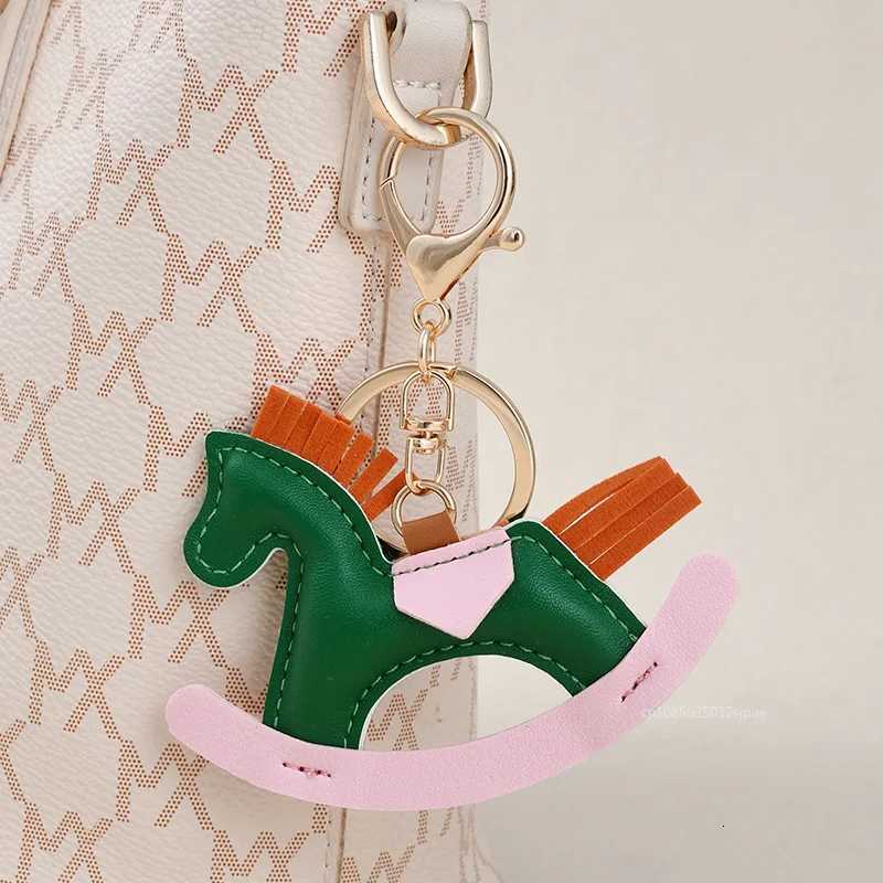 luxury Designer Rocking Horse Keychain Keyring Charm PU Leather Pendant Decoration for Ladies Bag Accessories 2025 M251215