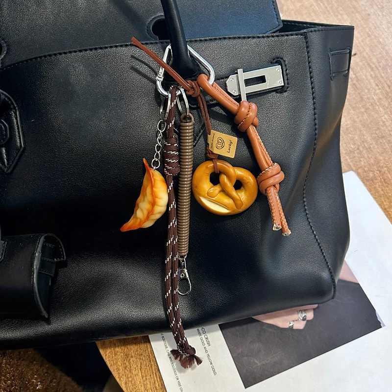Food Theme Bread Burger Bag Charm Keychain Hanging PendantHandbag Schoolbag Decor AccessoriesValentines Day Gift M251215