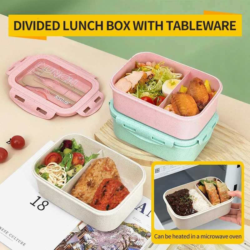 Bento Lunch Box with Straw Material Small Capacity Microwave Heating Food Grade Material Portable Childrens Lunch Box H251213