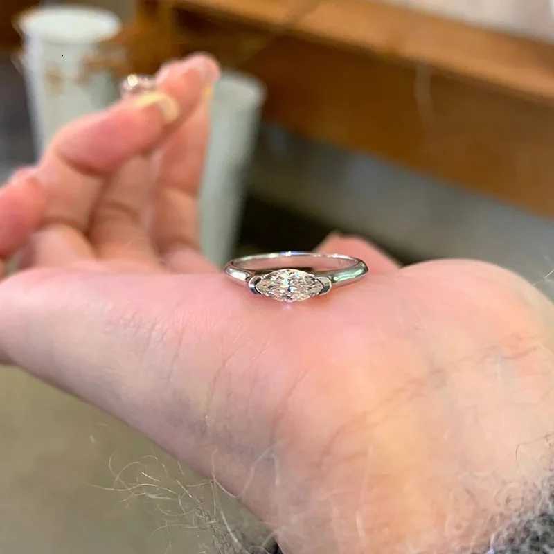 TFGLBU New 1CT Marquise Moissanite Ring for Women Proposal Wedding Diamond Band for Women 925 Sterling Silver Crown Single Ring M251215