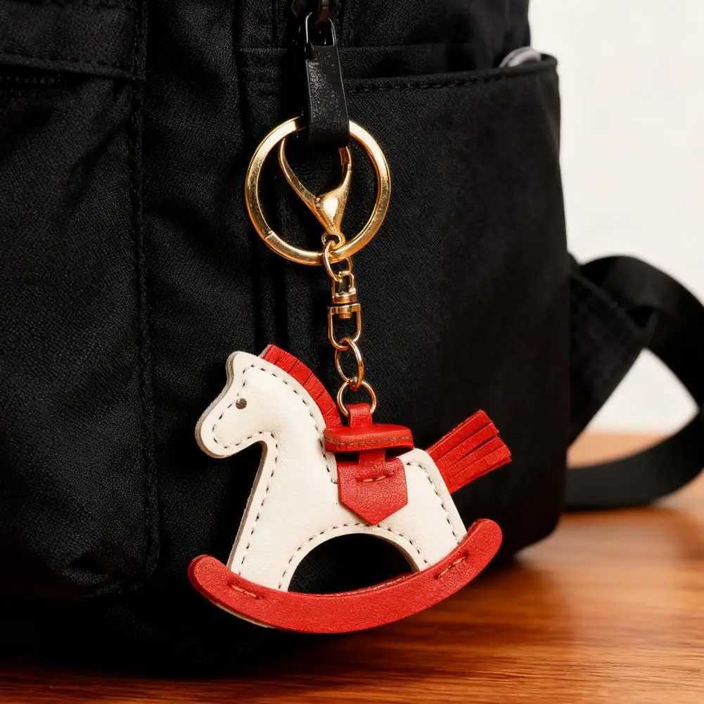 Lightweight Horse Keychain Imitation Leather Keychain Pendant Shaking Horse Design Key Holder Lightweight Bag Accessory for Bags M251215
