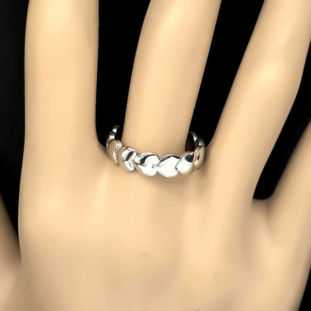 Stainless Steel Couple Ring Personality Simple Heart Open Women Men Adjustable Korean Trendy Valentine Day Finger Jewelry M251215