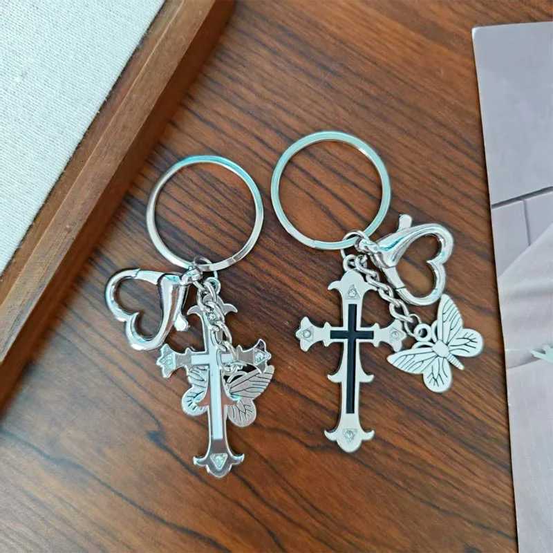 Y2K Butterfly Keychain Sweet Cool Bag Pants Cross Pendant Keyring Y2k Fashion Pendant Key Chain Vintage Aesthetic Accessory M251215