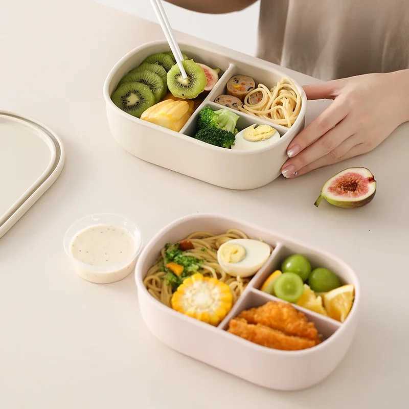 3-Grid 900ml Silicone Lunch Box With Lid Microwaveable Fruit Lunch Box Refrigerator Fresh-Keeping Box Picnic Outdoor Lunch H251213