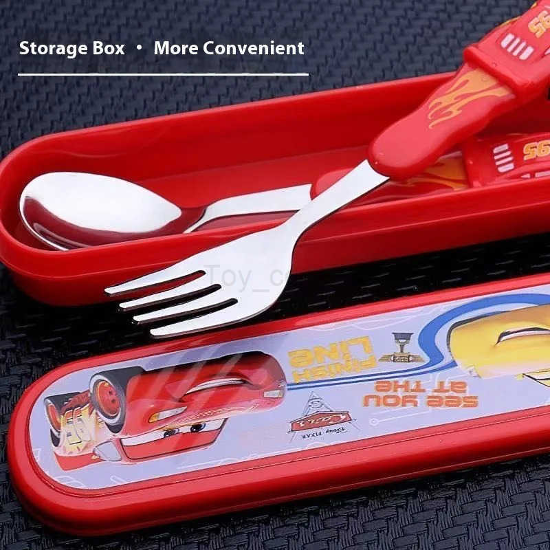 Disney New Lightning McQueen Car Spoon Fork Set Convenient Stainless Steel Tableware Cartoon Anime Peripheral Lifestyle Products Gift H251215