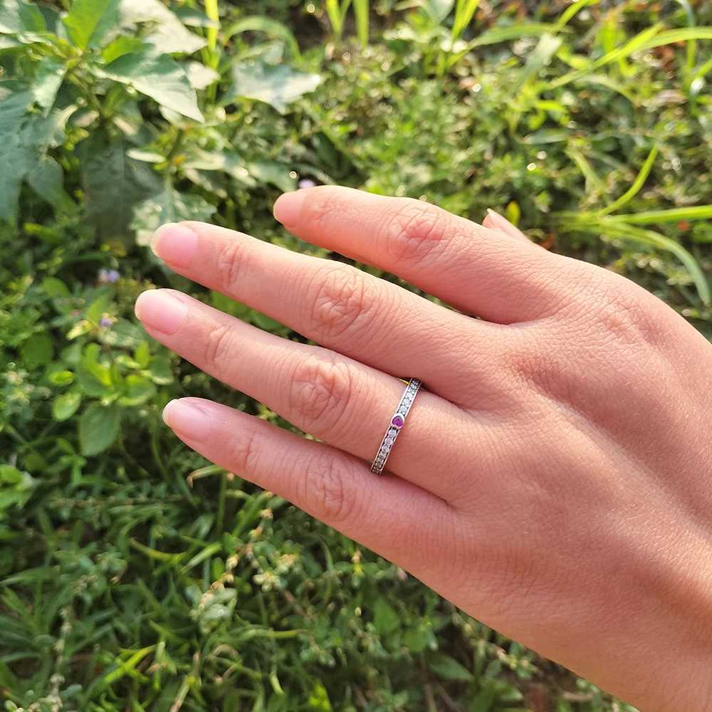 European Sparkling AAA CZ S925 Sterling Silver Red Heart Finger Ring For Women Birthday Party Wedding Gift Jewelry M251215