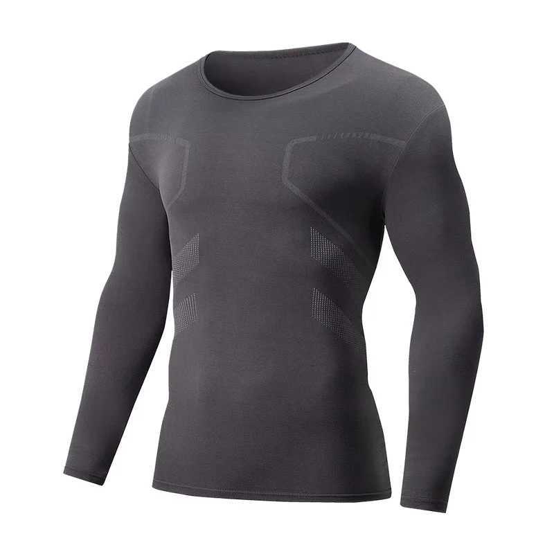 2/3-piece Set Of Autumn/Winter Mens Printed Thermal Underwear Sports And Fitness Round Neck Long Sleeved T-shirt Top Base Shirt G251215