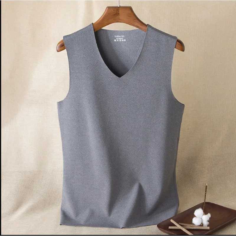Reversible Soft and Seamless Men Thermal Vest Black Vest Thickened Brushed Base Layer Sleeveless Underwear Gray Plus Size G251215