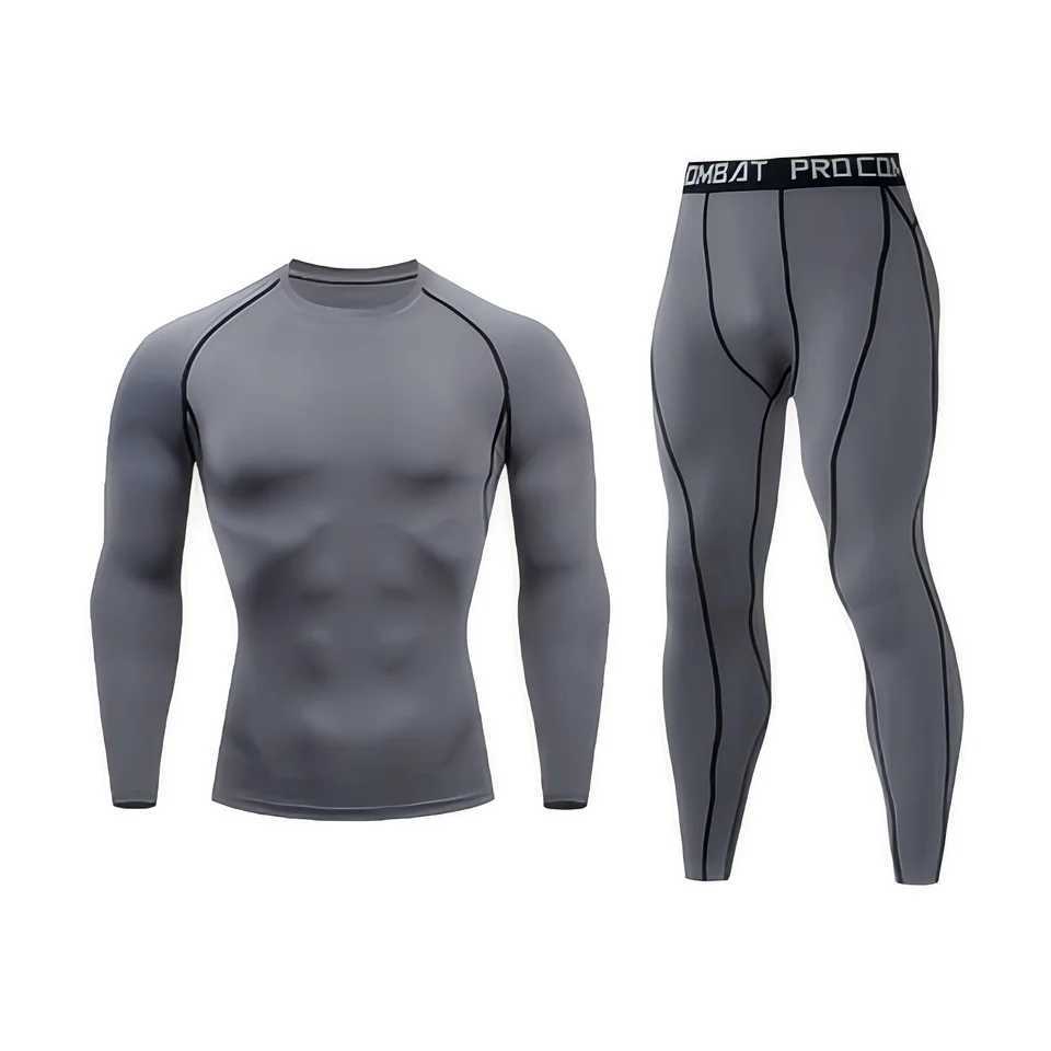 S-4XL New 2-pieces Winter Warm Men Underwear Set Thermal Undershirts Long Johns Compression Tights Fitness Sports Tracksuit Set G251215