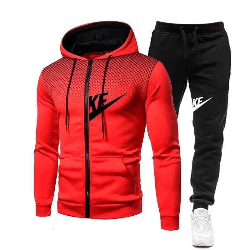2025 New fashion zipper hooded long-slved hoodie pants set Spring and Autumn leisure outdoor mens two-piece set X251215 - view 5