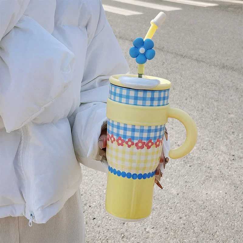 1200ml Vacuum Insulated Thermos 316 Ceramic Inner Insulated Cup Portable Thermal Mug Large Capacity Tumbler Coffee Mug Clod Hot H251215