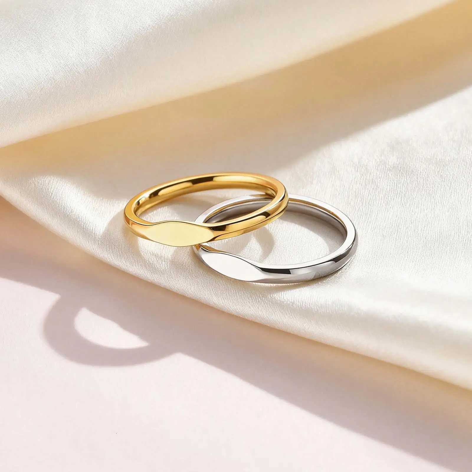 Minimalist Stainless Steel Ring Gold Color Wedding Band Engagement Ring for Women Men Couple Valentines Day Gift Size 5-11 M251215