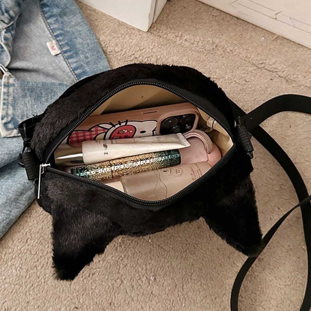 Chic Cute Cartoon Plush Cat Handbag Y2K Style Mini Crossbody Bag Personalized Cute Purse Cartoon Plush Soft Shoulder BagT251215
