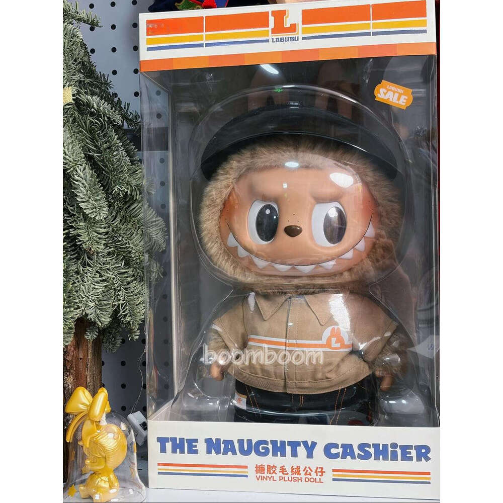 38Cm Labubu The Monstersthe Naughty Cashier Glass Doll Vinyl Toys