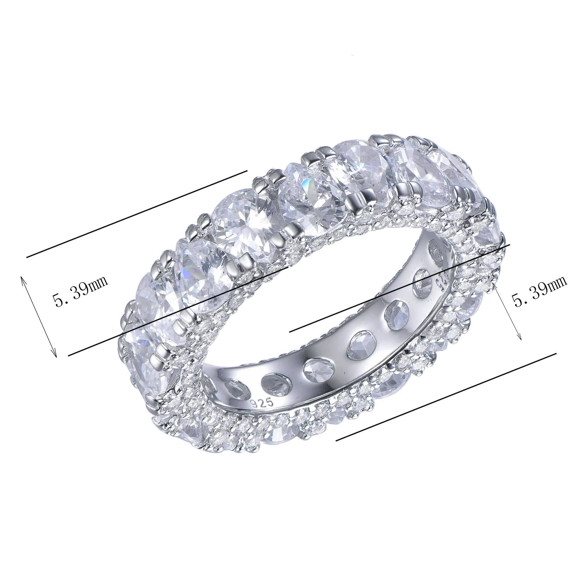 Wholesale 14K White Gold Rhodium Plated 925 Sterling Silver Eternity Wedding Band Womens CZ Diamond Engagement Ring for Party