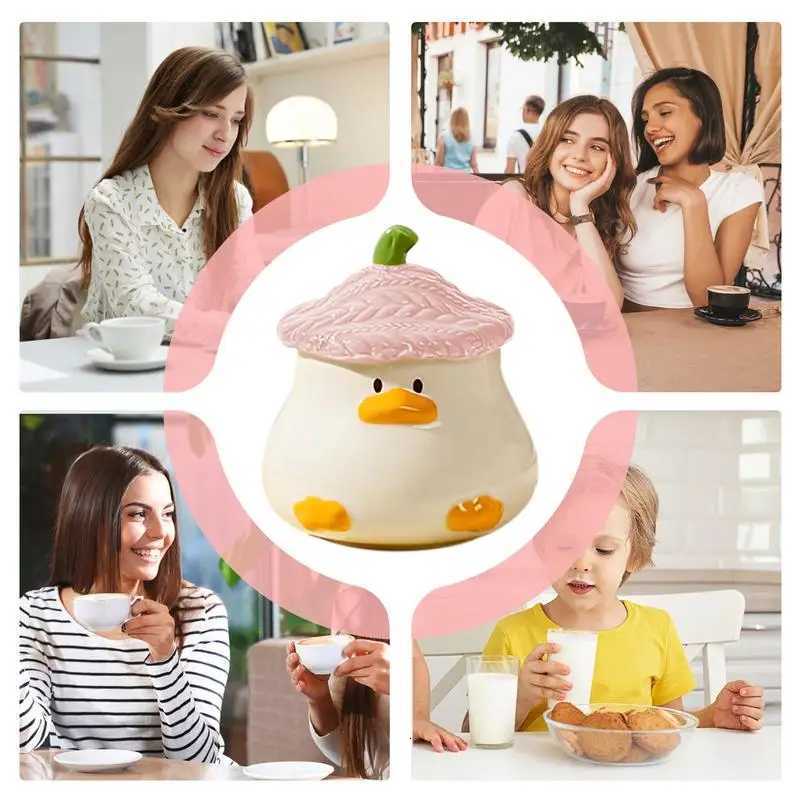 Cute Duck Coffee g Ceramic Coffee g With Lid 400ml Cartoon Ceramic Drinkware Tableware With Handle For Kids And Adt H251215