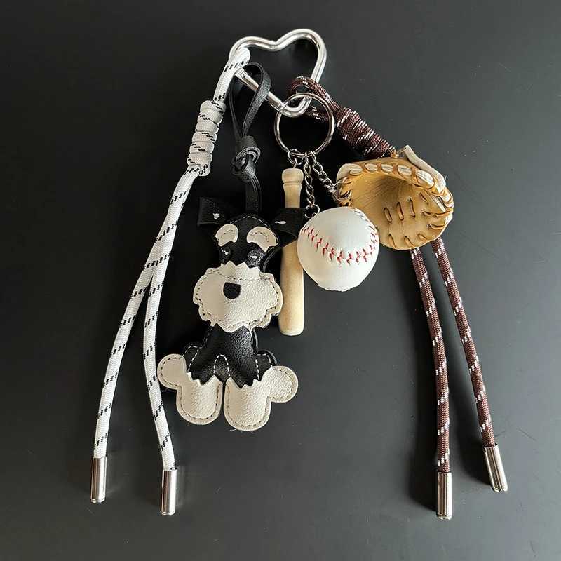 Cute Dog Bag Hanging Schnauzer Handmade Braided Rope Keychain Niche Bag Pendant Gift Car Key Mobile Phone Decorative Accessories M251215