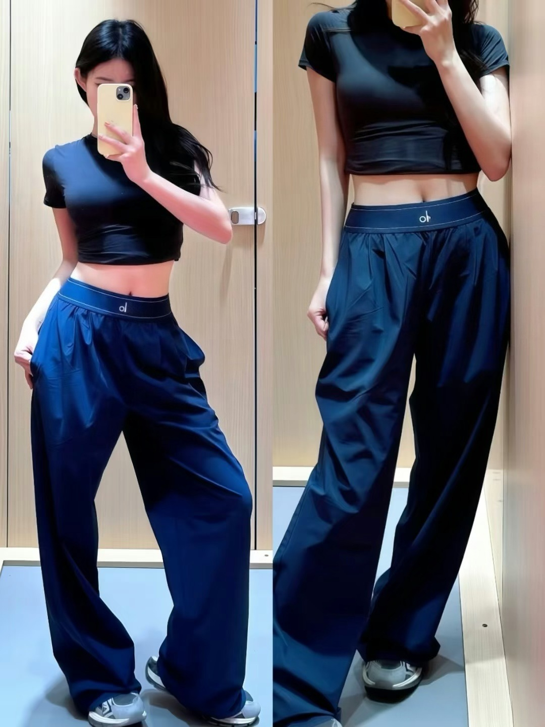 Designer Women's Slimming Yoga Fitness Pants Plus Size High-Waisted Elastic Waist Quick-Dry Letter Print Wide-Leg Straight-Leg Pants