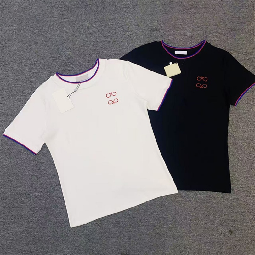 Letter T Shirts Women Street Style Slim Fit Short Sleeve Tops Designer Casual Contrast Color Tees