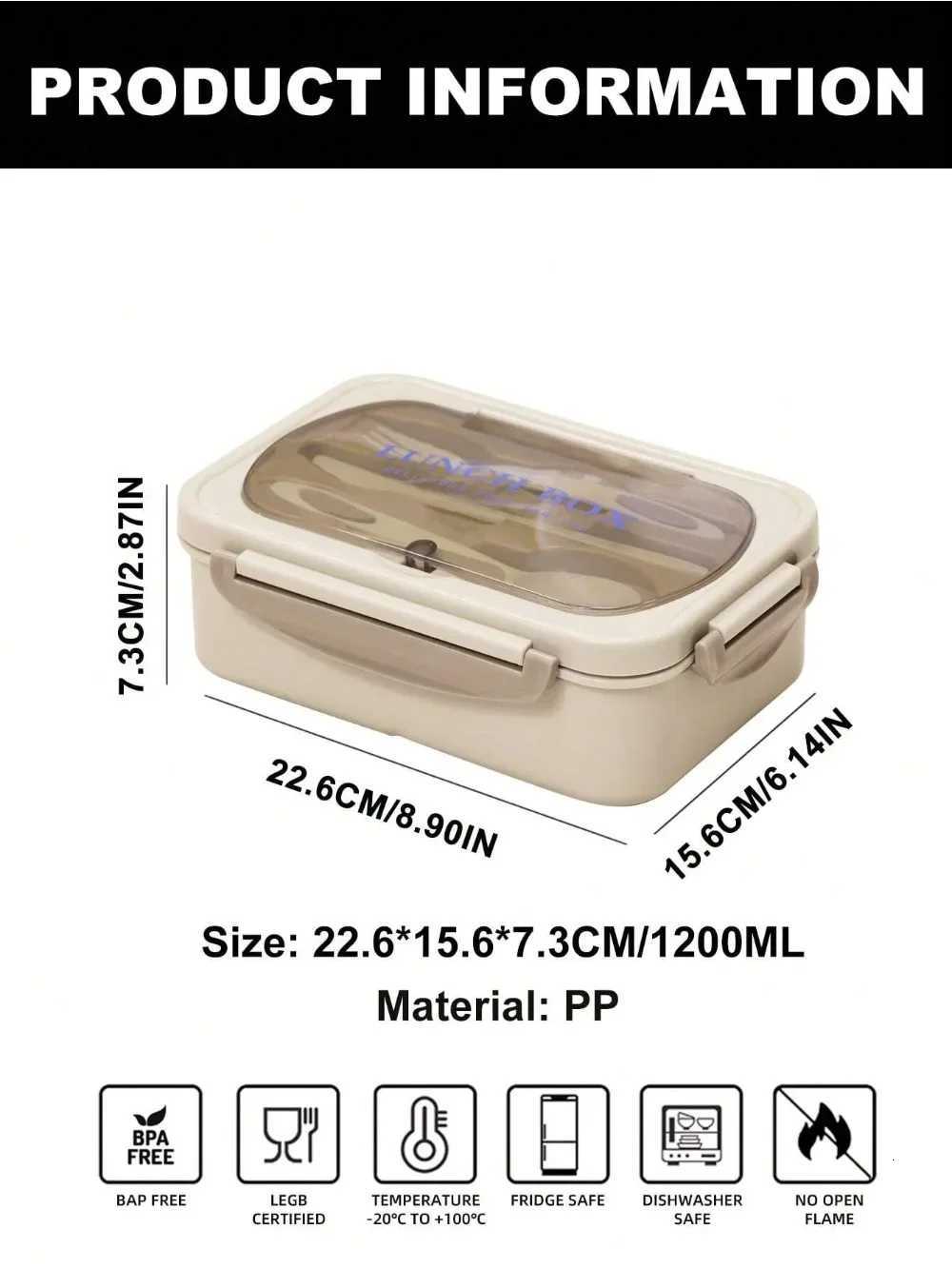 1Pc Bento Box Adt Lunch Box With 4 CpartmentsUtensils Sauce Jar ffin Liners MicrowaveDishwasher Safe Back To School H251213