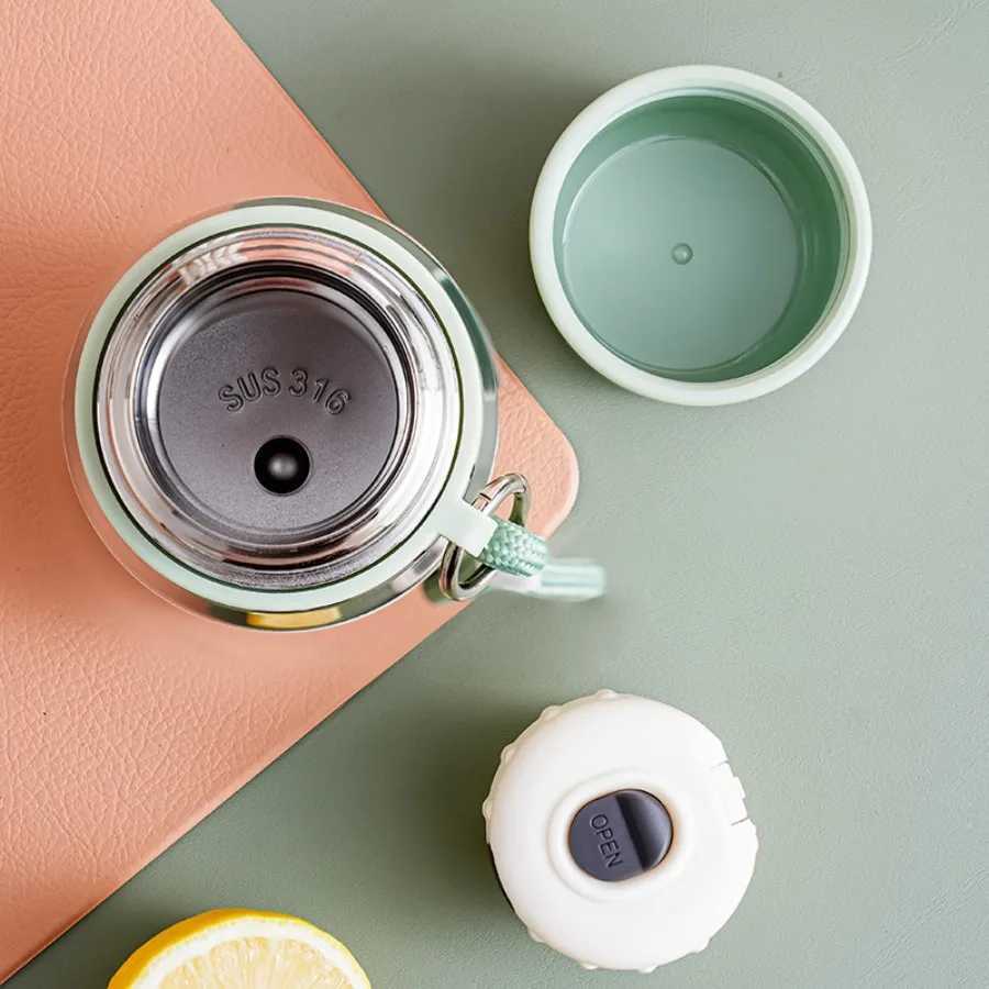 Double-layer stainless steel bullet-shaped insulated cup with high-quty gradient tea water separation portable water bottle H251215