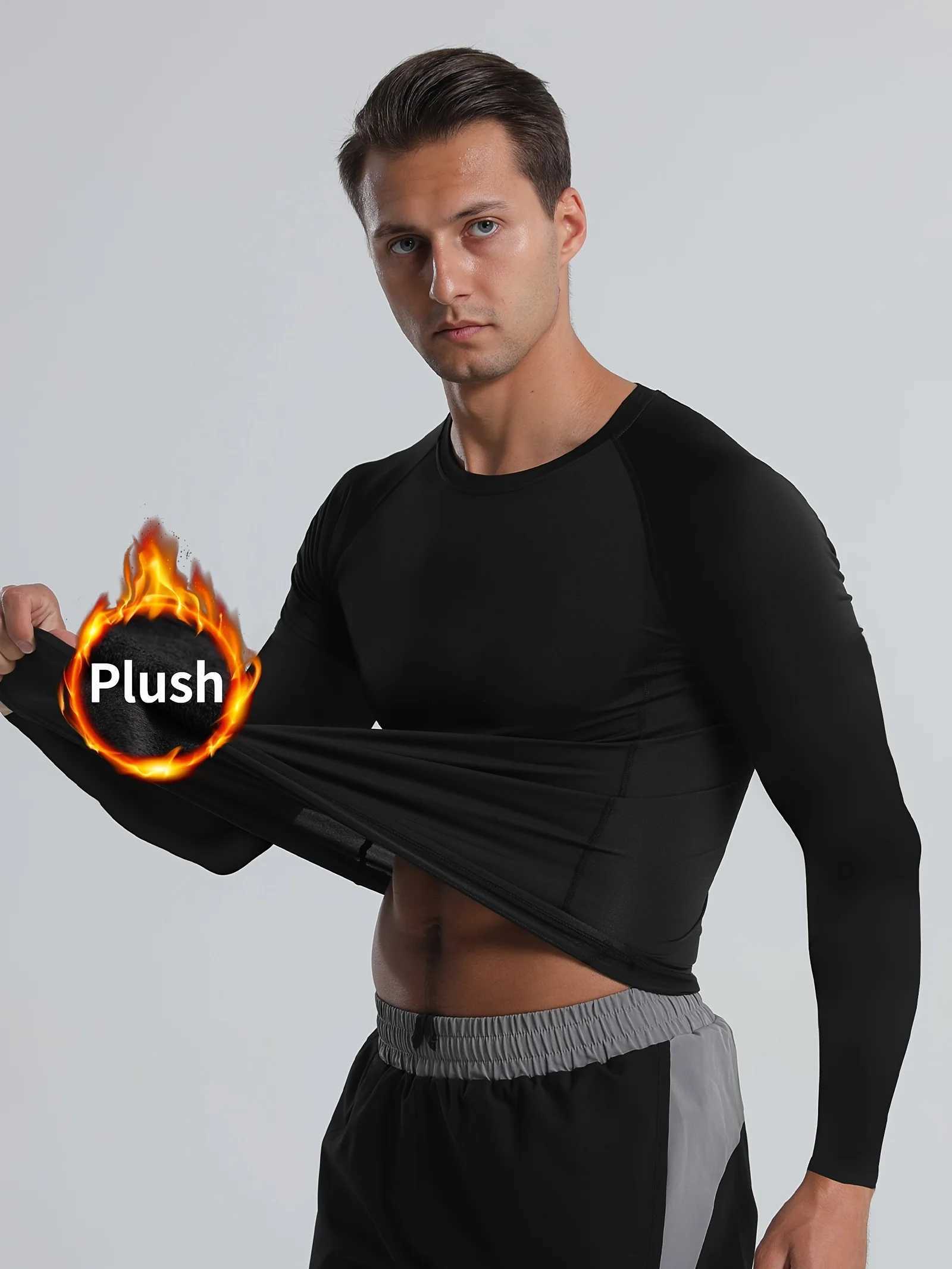 Mens sports thermal top thermal underwear T-shirt suitable for daily wear during gym running lightweight and flexible G251215