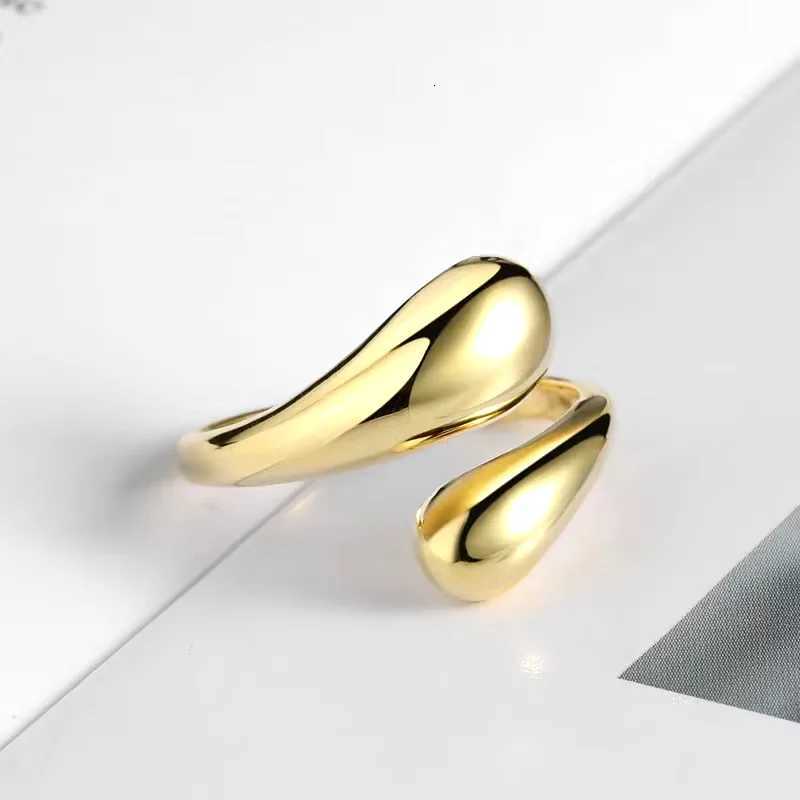 Stainless Steel Smooth Double Ball Beads Rings For Woman Open Gold Color Geometric Wedding Couple Rings Aesthetic Jewelry Gift S M251215