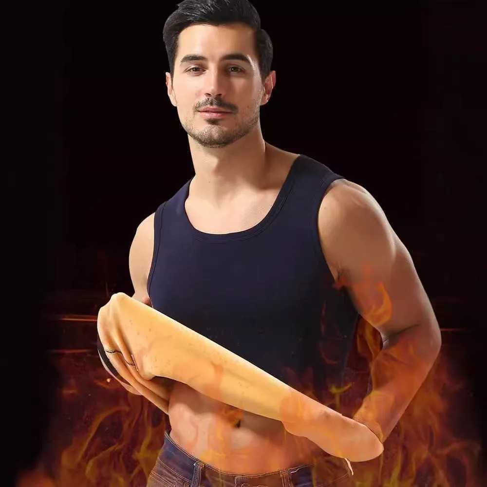 Mens Fleece Lined Thiened Warm Vest Winter Autumn Slim Fit Sleeveless Tank Top Solid Color Thermal Underwear Big Size 8XL 7XLL G251215