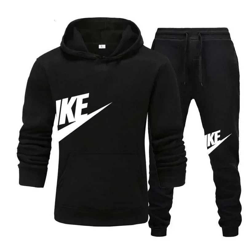 New mens casual and running sportswear for autumn and winter fashionable printed loose hooded pullover long pants se X251215