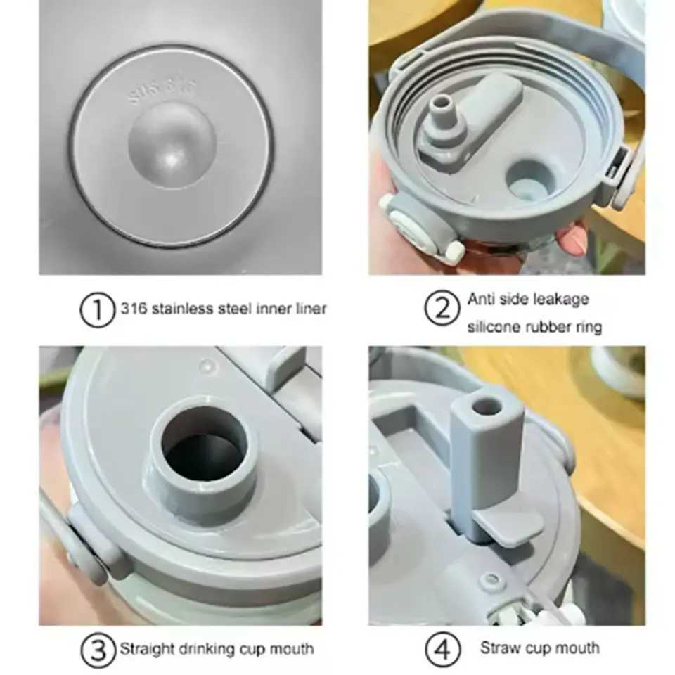 Portable 1L/12L Thermos Cup Stainless Steel Large Capacity Straw Thermal Bottle Keep Hot/Cold Vacuum Flask Soprt H251215