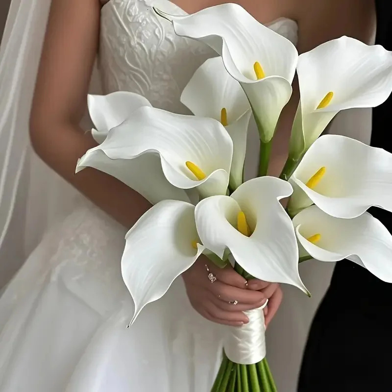10PCS Artificial Flowers Calla Lily Faux PU Flowers for Weddings Bouquet Bridal Shower DIY Bridal Bouquets Home Party Decor 251211