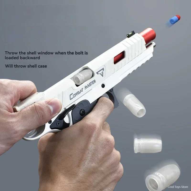 Toy Gun UDL2011 Alloy Nylon Soft Bullet Shell Ejecting Pistol Manual Launcher Real Size Fake Blaster Gun Replica Toy for BoyXJ251215