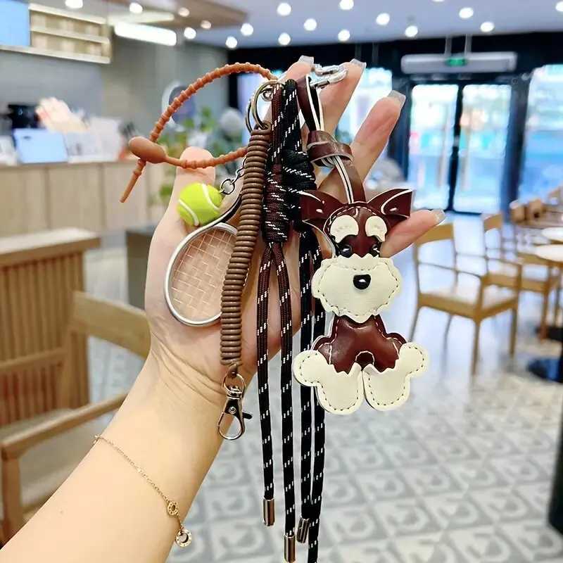 Cartoon PU Bag Key Chain Cute Schnauzer Keyring For Women Dog Puppy Pendant Keychain Pendant Ornaments M251215