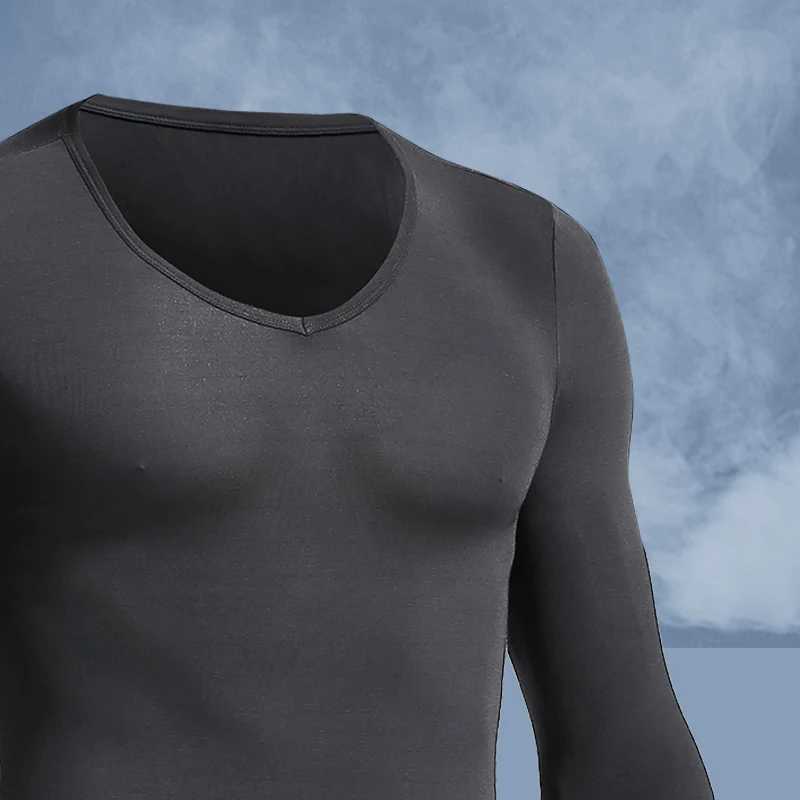 Mens thermal underwear Modal V-neck round neck thin autumn slim long sleeve base shirt autumn mens top G2512151