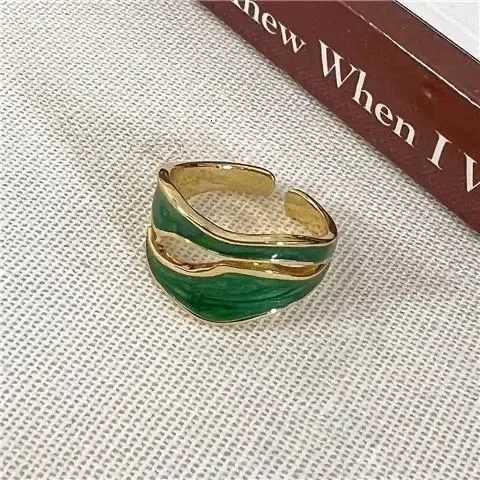 Vintage White Enamel Metal Irregular Shape Geometric Open Adjustable Ring for Women Girl Fashion Jewelry Birthday Gifts M251215