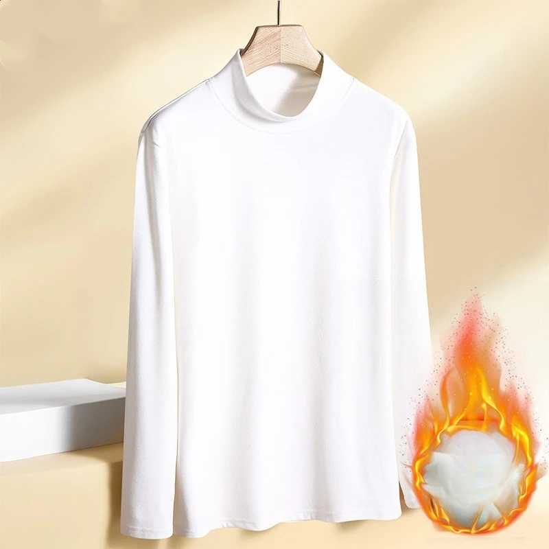 Autumn Winter Mens High Quality Half Turtleneck Velvet Top Long Sleeve Solid Color Shirt Men Clothing Velvet Thermal Underwer G251215
