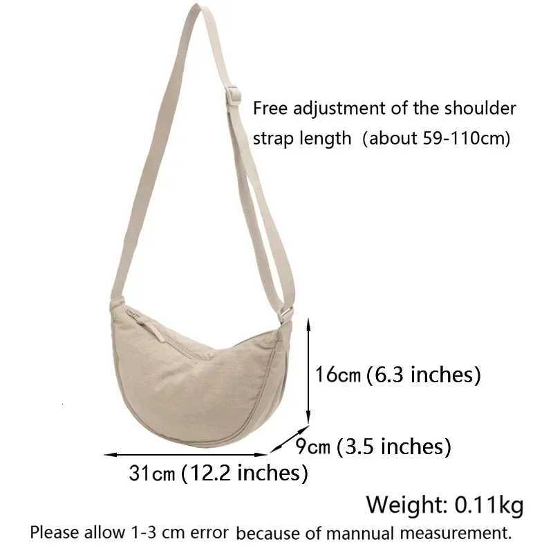 Nylon Hobos Chest Shoulder Dumpling Bag Large Capacity Travel Crossbody Half Moon Belt Messenger for Women Bags WholesaleT251215