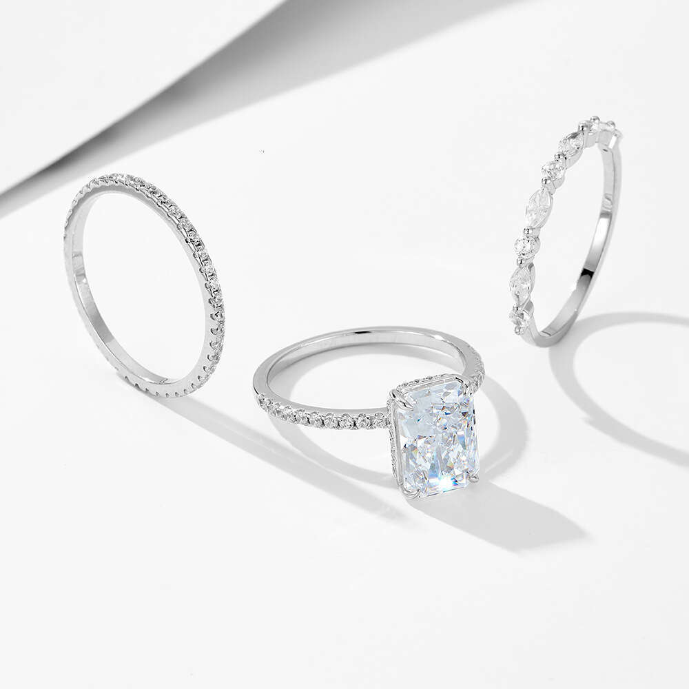 Wholesale Vvs Moissanite Engagement Women 925 Silver 10K 14K 18K Gold Plated Emerald Radiant Oval Cut Diamond Rings