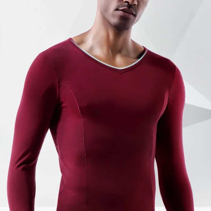 Mens thin cotton V-neck slim-fit basic underwear single youth autumn coat warm top base shirt G2512151