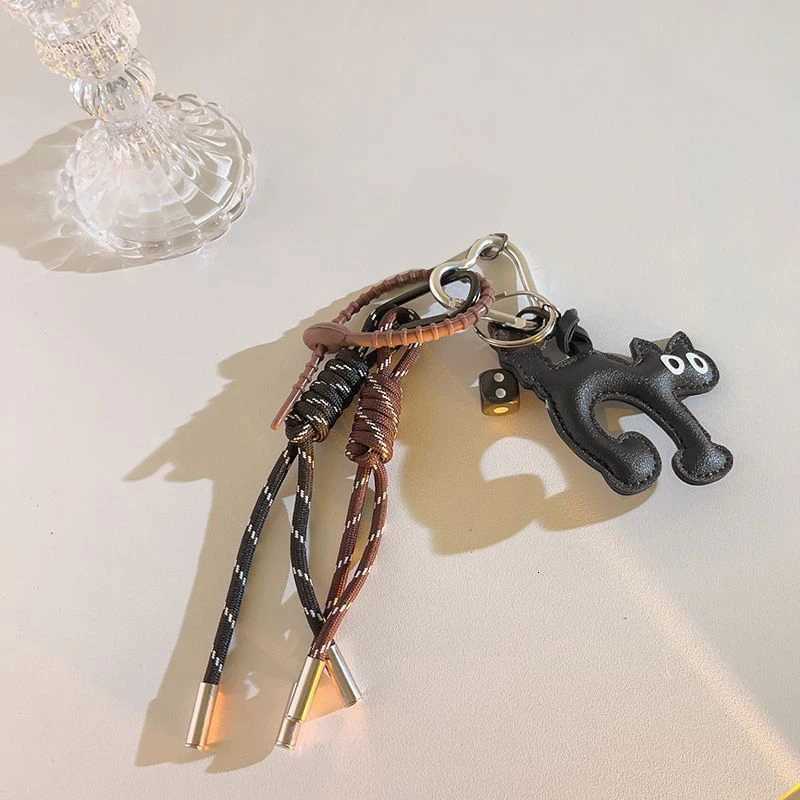 Cute Leather Pendant Hanging Woven Rope Decoration Couple Multifunctional Keychain Couple Gifts M251215
