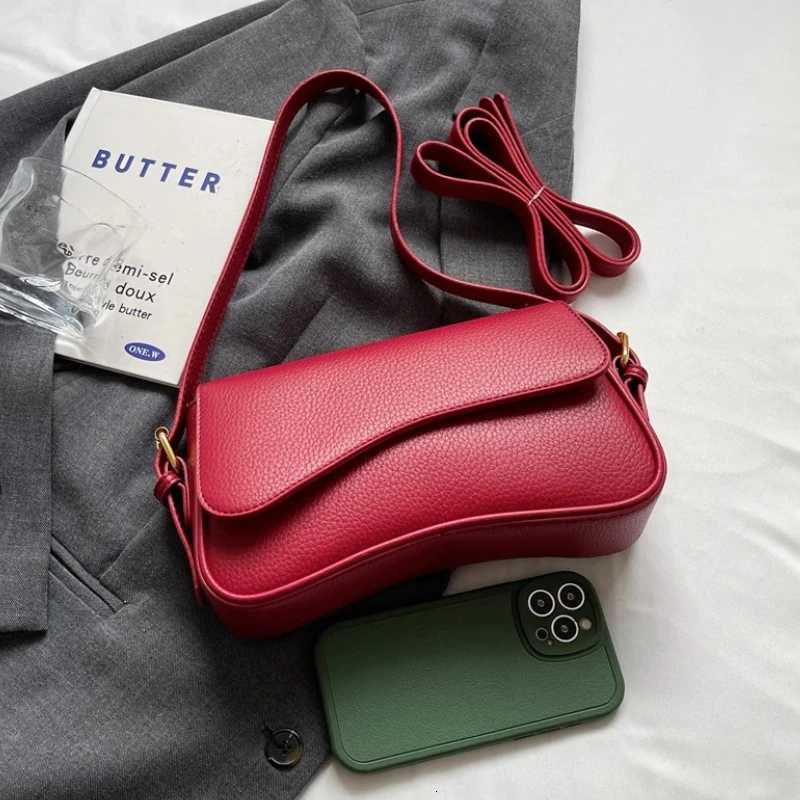 Vintage PU Leather Crossbody Bags For Women Red Lychee Pattern Flap Shoulder Bag Simple Fashion Satchels Handbags and PursesT251215