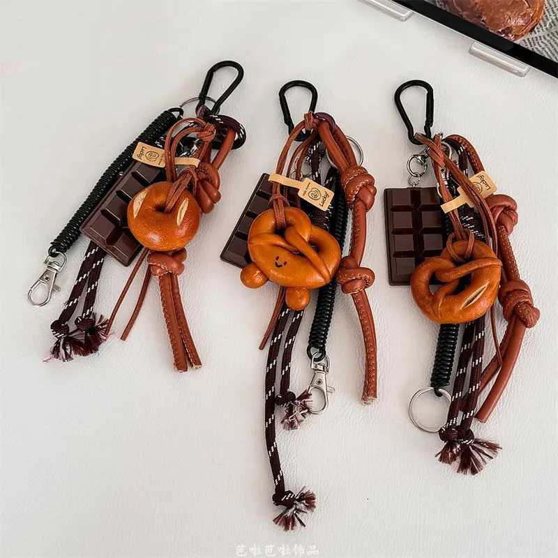 Autumn/Winter Brown Cute Alkaline Bread Korean Style INS Bag Pendant Chocolate Mountain Climbing Rope Keychain Decorative Hangin M251215