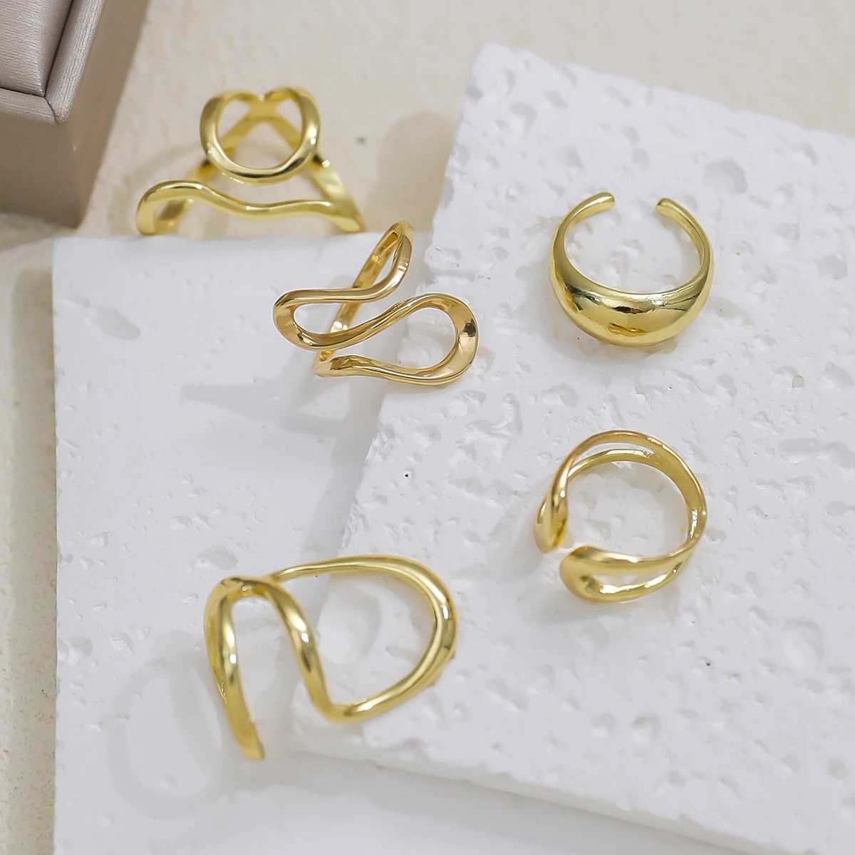 5pcs/set vintage Irregular Open Rings for Women Creative Geometric Knuckle Ring Set Jewlery Accessories M251215