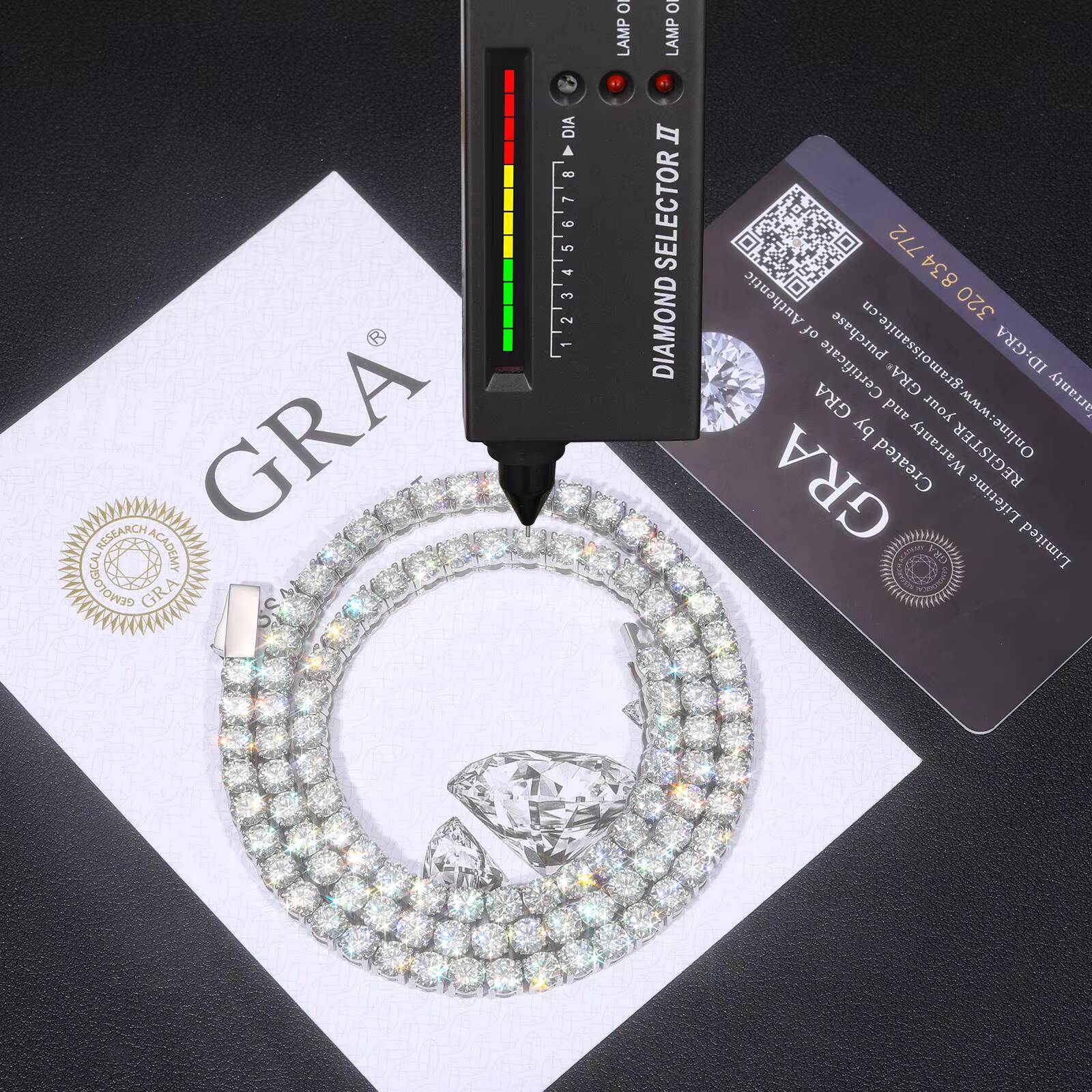 Non Tarnish Waterproof Jewelry PVD Gold Plated Stainless Steel VVS Moissanite Diamond Classic Tennis Bracelet Chain Necklace