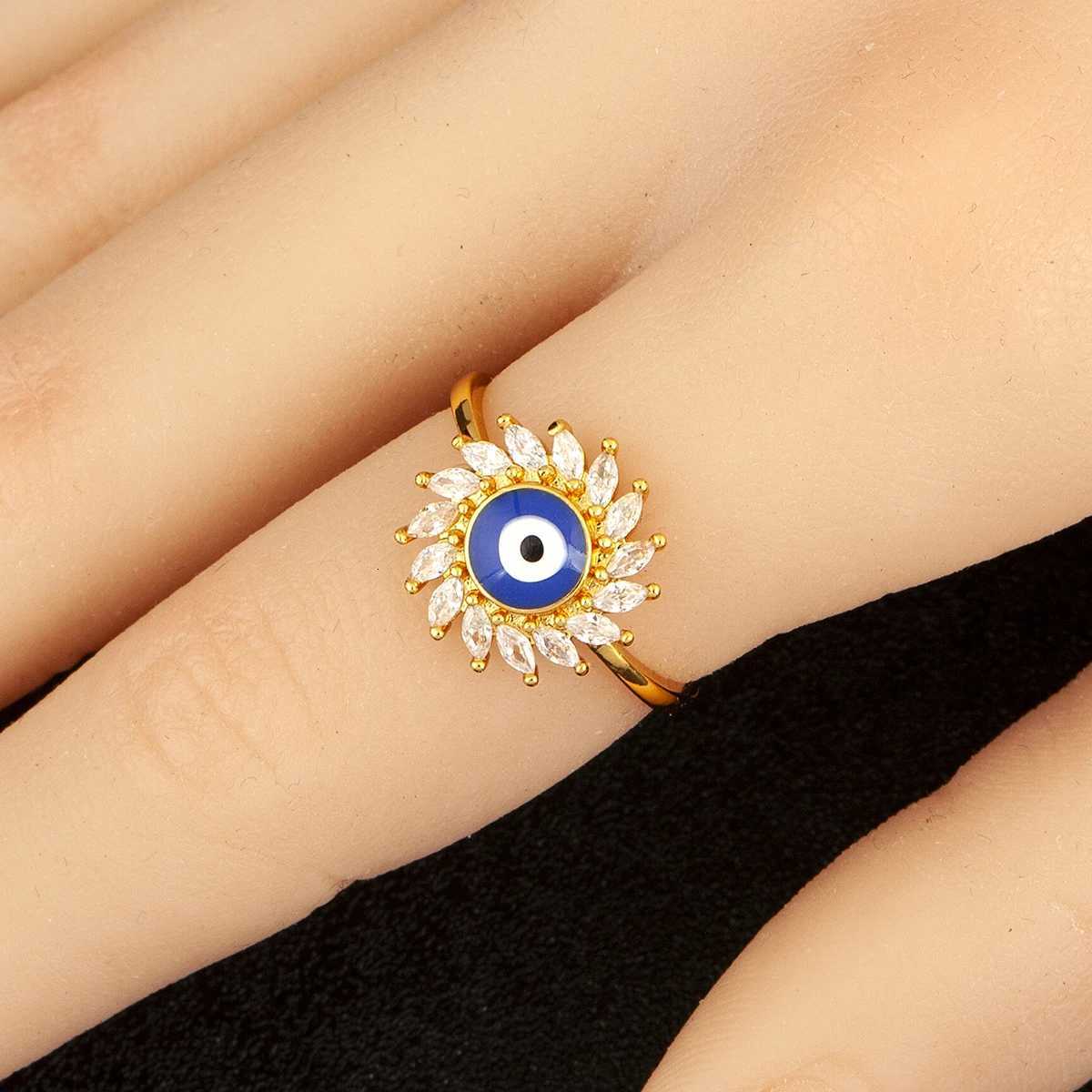 Nidin New Fashion 3 Styles Flower Shape Shiny Crystal Zircon Rings For Women Elegant Aesthetic Finger Jewelry Wedding Gifts M251215