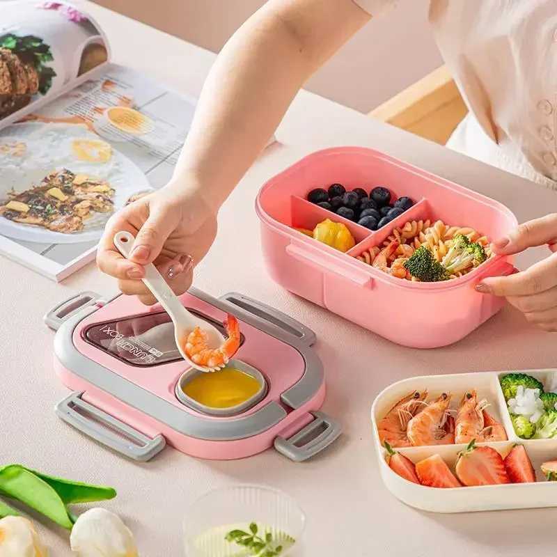 Portable Lunch Box Cpartment Wheat Straw Bento Carrying Handle Box Reusable Tableware Containers Meal Snack Food Containers H251213